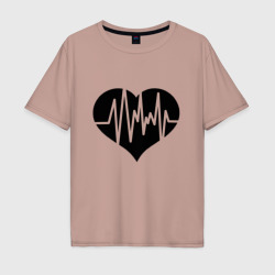 Мужская футболка хлопок Oversize Кардиограмма сердца