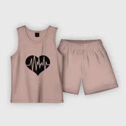 Детская пижама с шортами хлопок Кардиограмма сердца