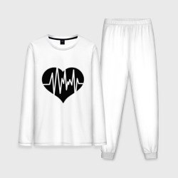 Кардиограмма сердца – Мужская пижама с лонгсливом хлопок с принтом купить