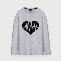 Женский лонгслив oversize хлопок Кардиограмма сердца