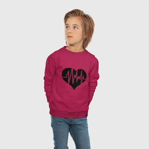 Детский свитшот хлопок Кардиограмма сердца, цвет маджента - фото 5