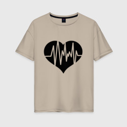 Женская футболка хлопок Oversize Кардиограмма сердца