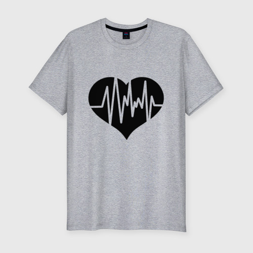 Мужская футболка хлопок Slim с принтом Кардиограмма сердца, вид спереди #2