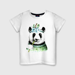Детская футболка хлопок Прикольный панда жующий стебель бамбука
