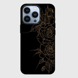 Чехол для iPhone 13 Pro Элегантные розы на черном фоне