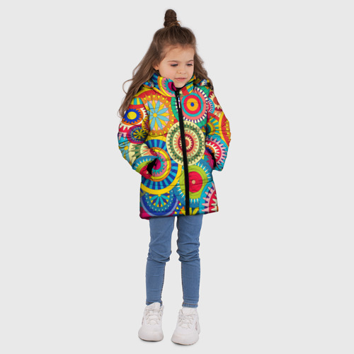 Зимняя куртка для девочек 3D Мандала-Цветы, цвет красный - фото 5