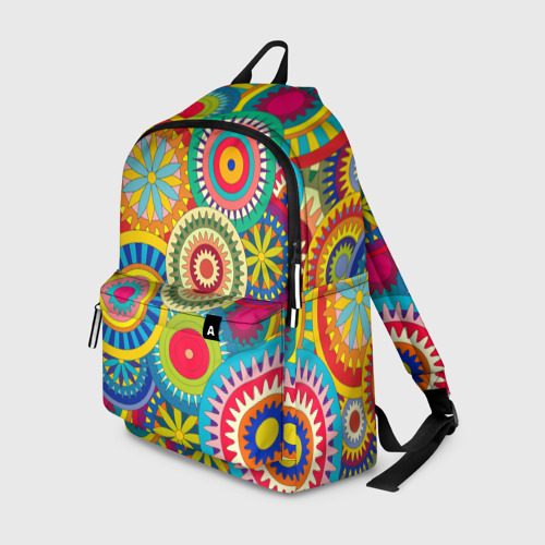 Рюкзак 3D с принтом Мандала-Цветы, вид спереди #2