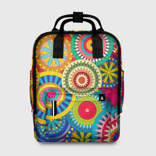 Женский рюкзак 3D с принтом Мандала-Цветы, вид спереди #2