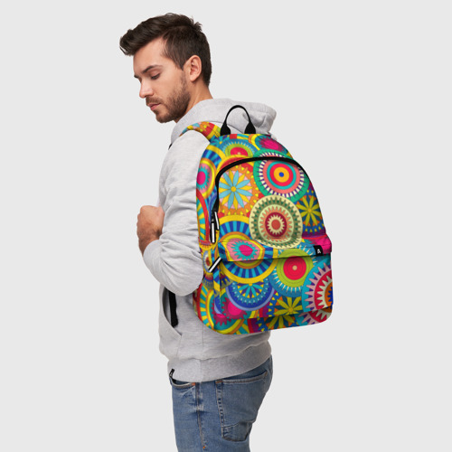 Рюкзак 3D с принтом Мандала-Цветы, фото на моделе #1