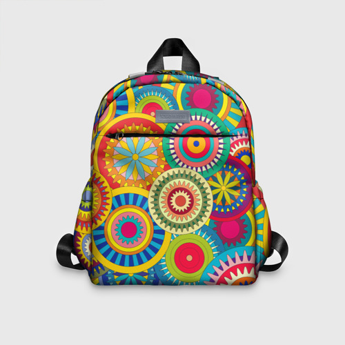 Детский рюкзак 3D с принтом Мандала-Цветы, вид спереди #2