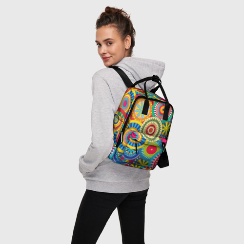 Женский рюкзак 3D с принтом Мандала-Цветы, вид сбоку #3