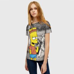 Женская футболка 3D Барт Симпсон - начинающий индеец - фото 2