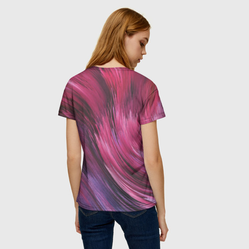 Женская футболка 3D с принтом Текстура буря красок, вид сзади #2