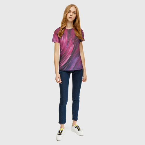 Женская футболка 3D с принтом Текстура буря красок, вид сбоку #3