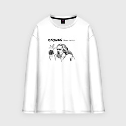 Женский лонгслив oversize хлопок Слушай блэк митол Leos