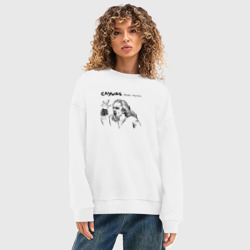 Женский свитшот oversize без начеса хлопок Слушай блэк митол Leos - фото 2