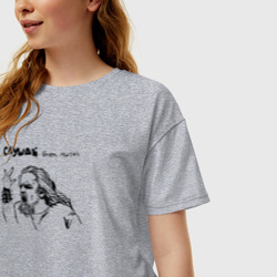 Женская футболка хлопок Oversize Слушай блэк митол Leos - фото 2