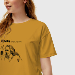 Женская футболка хлопок Oversize Слушай блэк митол Leos - фото 2