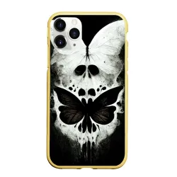 Чехол для iPhone 11 Pro Max матовый Жуткие готические бабочки и череп