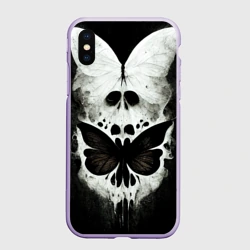 Чехол для iPhone XS Max матовый Жуткие готические бабочки и череп