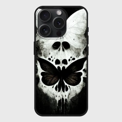 Чехол силиконовый для Apple iPhone 15 Pro Мax матовый Жуткие готические бабочки и череп