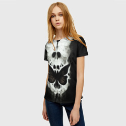 Женская футболка 3D Жуткие готические бабочки и череп - фото 2