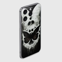 Чехол для iPhone 15 Pro силиконовый с защитой камеры Жуткие готические бабочки и череп - фото 2
