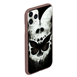 Чехол для iPhone 11 Pro Max матовый Жуткие готические бабочки и череп - фото 2