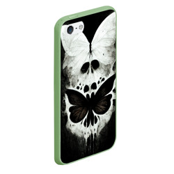 Чехол для iPhone 5/5S матовый Жуткие готические бабочки и череп - фото 2