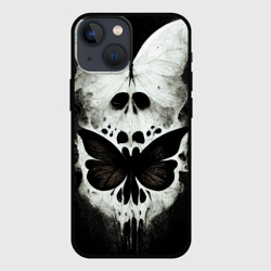 Чехол для iPhone 13 mini Жуткие готические бабочки и череп