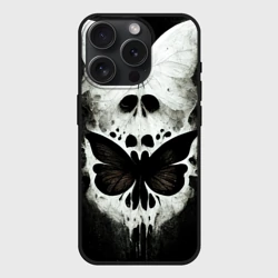 Чехол силиконовый для Apple iPhone 15 Pro матовый Жуткие готические бабочки и череп