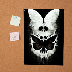 Постер Жуткие готические бабочки и череп - фото 2