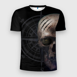 Череп пирата, компас – Мужская футболка 3D Slim с принтом купить со скидкой в -9%