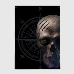 Постер Череп пирата, компас