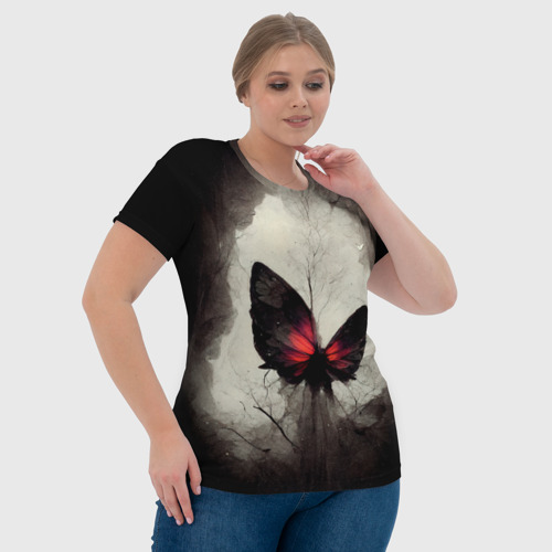 Женская футболка 3D с принтом Жуткая готическая бабочка, фото #4