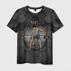 Мужская футболка 3D Спорт - атлет с гирей