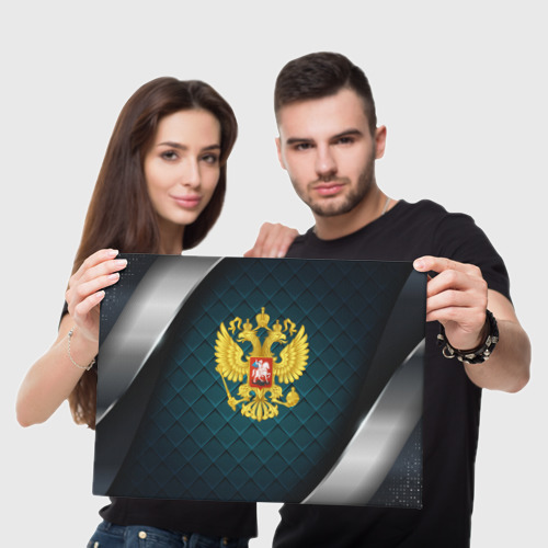 Холст прямоугольный Герб России из золота, цвет 3D печать - фото 5