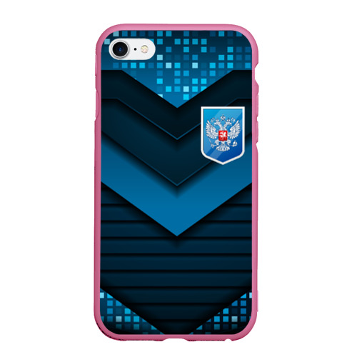 Чехол для iPhone 6/6S матовый с принтом Russia abstract blue, вид спереди #2