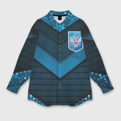 Мужская рубашка oversize 3D Russia abstract blue