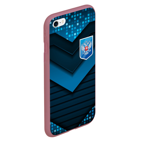 Чехол для iPhone 6/6S матовый с принтом Russia abstract blue, вид сбоку #3