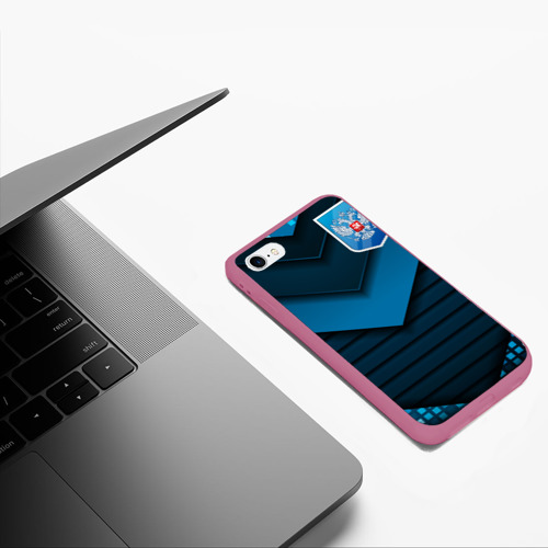 Чехол для iPhone 6/6S матовый с принтом Russia abstract blue, фото #5