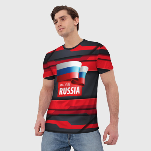Мужская футболка 3D с принтом Red & Black - Russia, фото на моделе #1