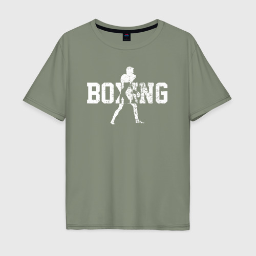 Мужская футболка хлопок Oversize с принтом Boxing - лого с боксером, вид спереди #2