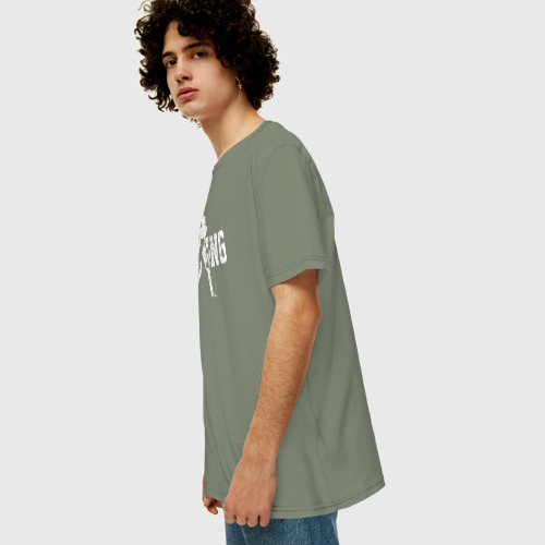 Мужская футболка хлопок Oversize с принтом Boxing - лого с боксером, вид сбоку #3