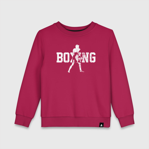 Детский свитшот хлопок с принтом Boxing - лого с боксером, вид спереди #2