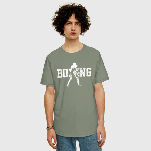 Мужская футболка хлопок Oversize с принтом Boxing - лого с боксером, фото на моделе #1