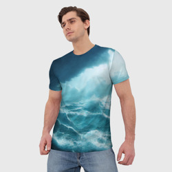 Мужская футболка 3D Буря в море - фото 2