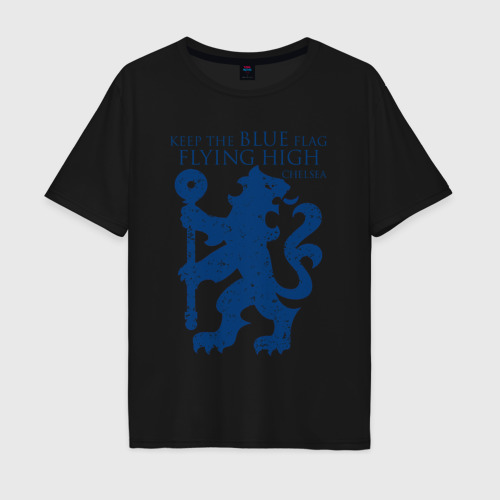 Мужская футболка хлопок Oversize FC Chelsea Lion, цвет черный