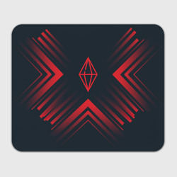 Прямоугольный коврик для мышки Красный символ The Sims на темном фоне со стрелками