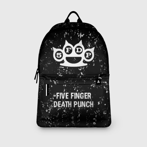 Рюкзак 3D с принтом Five Finger Death Punch glitch на темном фоне: символ, надпись, вид сбоку #3